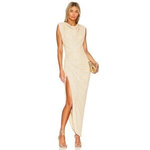 Itmfl Floriste Dress Side Slit Sequin Champagne Side Zip Lined Size S NWT